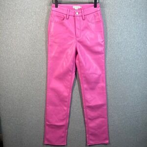 Good American Pink Faux Better Than Leather Pants Women Size 2/26 Sorority Pink